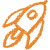 Orange crayon rocket