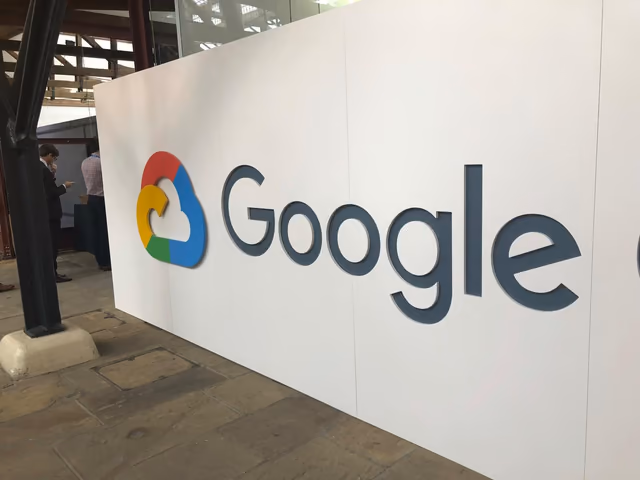 Google sign in an office lobby