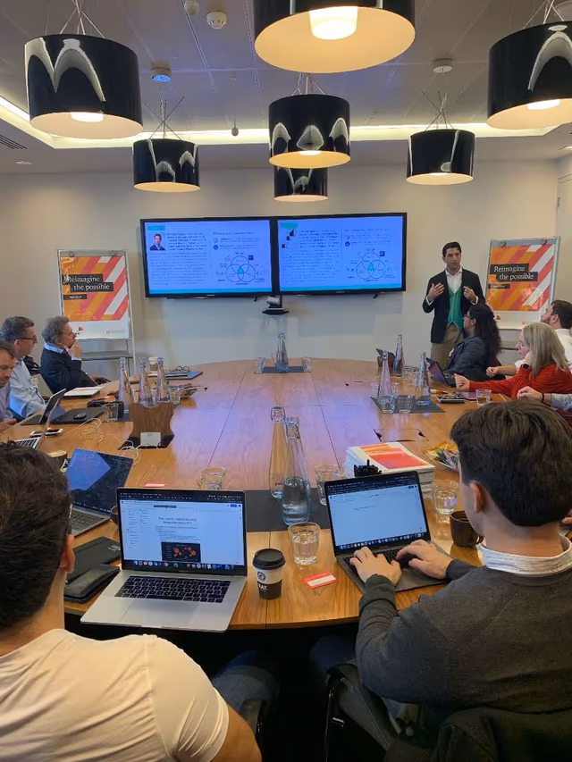 Strategy presentation in a meeting room
